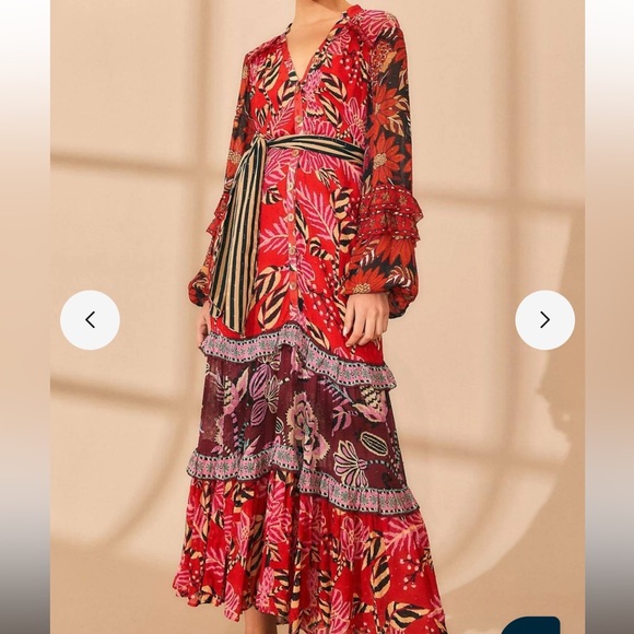 Farm Rio Mixed Floral Maxi Dress NWT - Picture 4 of 11